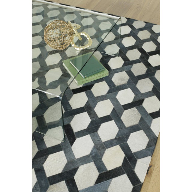 Montgomery Silver/Blue/Multi Patchwork Leather Area Rug - 9'6"x13'6" For Sale In Los Angeles - Image 6 of 10
