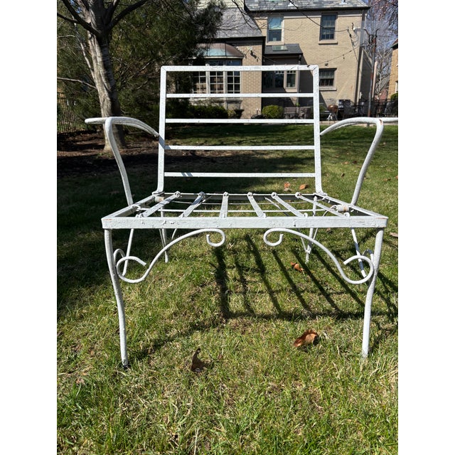 1960s Mid-Century Patio / Garden 4 Piece Set White Wrought Iron For Sale - Image 17 of 18