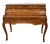 1930s French Louis XV Satinwood Floral Inlay Cylinder Secretary Writing Desk For Sale