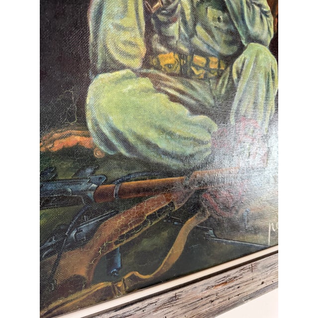 1950's Louis Pere Seated Soldier Portrait Oil Painting, Framed For Sale - Image 9 of 12