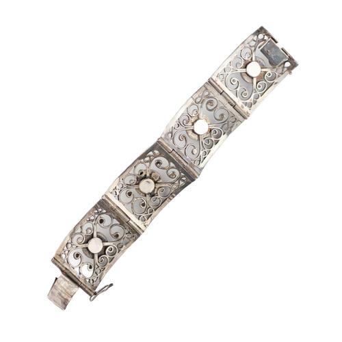 Silver Bracelet with Amethysts, Cabochon Cut. For Sale - Image 6 of 8