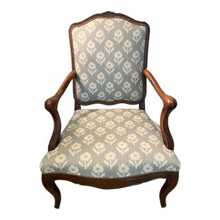 Mid 19th Century Louis XV Fruitwood Arm Chair in Claremont Fabric For Sale