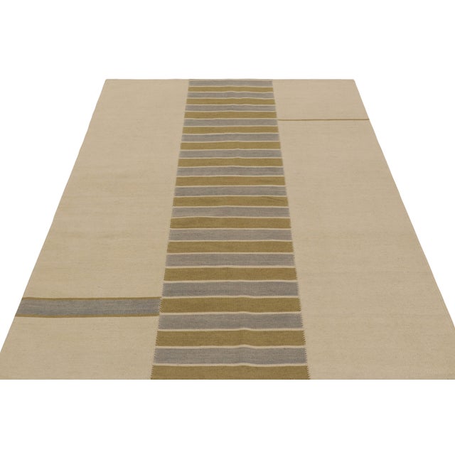 2010s Rug & Kilim’s Contemporary Kilim in Beige, Green and Gray Tones For Sale - Image 5 of 8