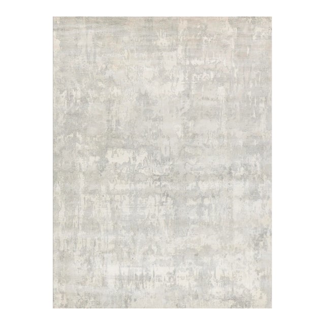 Exquisite Rugs Murano Handmade New Zealand Wool & Bamboo Silk Silver Rug-9'X12' For Sale