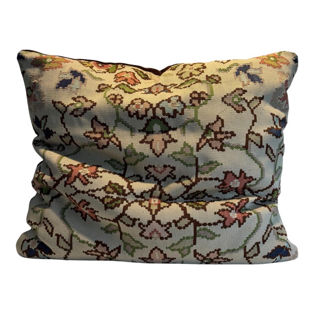 Large Hand Knotted Tapestry Throw Pillow or Cushion For Sale