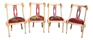 Carved Rope and Tassel Dining Chairs - Set of 4