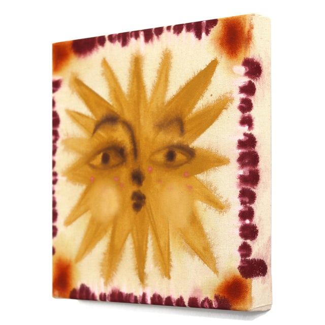 Contemporary Sun No.11 - Original Contemporary Folk Art Acrylic and Gouache Painting on Raw Canvas by Meredith Walker For Sale - Image 3 of 9