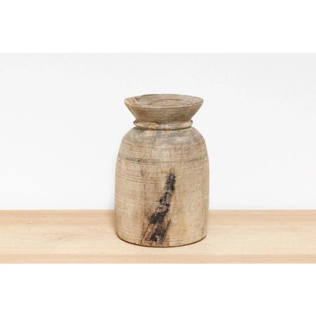 Ecru Rustic Tribal Wooden Pot-Gagari For Sale - Image 8 of 8