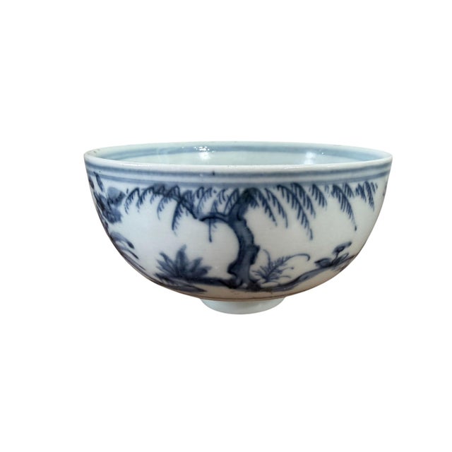 Blue Vintage Chinoiserie Porcelain Blue and White Rice Bowl W/ Rabbit For Sale - Image 8 of 8