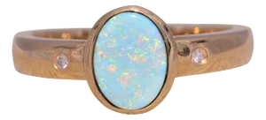 The Backin: Oval Cabochon Australian Opal Bezel Set in Yellow Gold