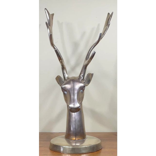 Metal Vintage 1980s Brass Deer Head For Sale - Image 7 of 13