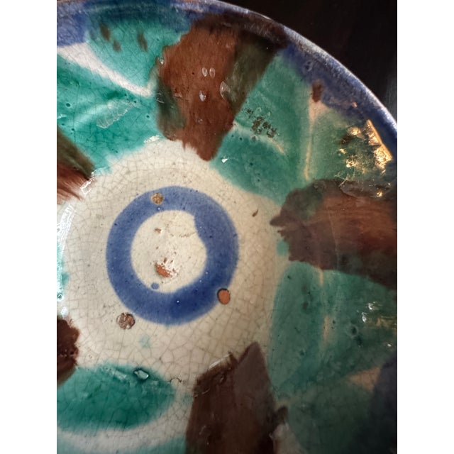 Ceramic Vintage Southwestern Oaxacan Majolica Aqua and Brown Studio Art Pottery Decorative Bowls, a Pair For Sale - Image 7 of 12
