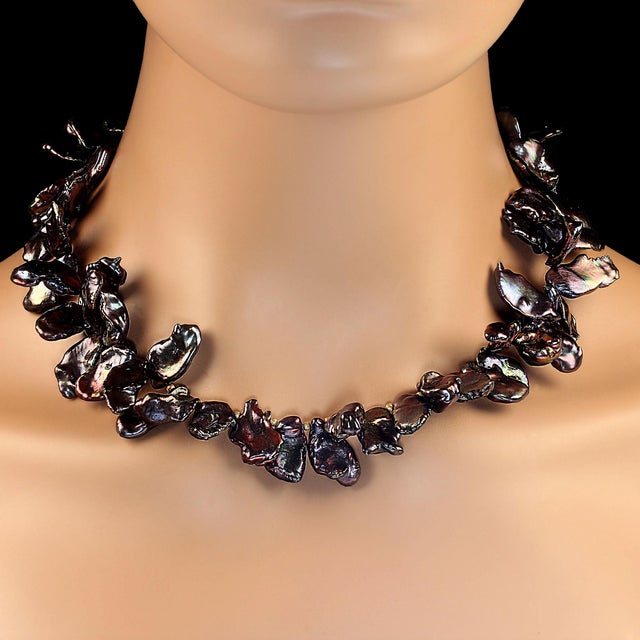 Walnut-Maroon Color Keshi Pearl Necklace June Birthstone For Sale - Image 4 of 4