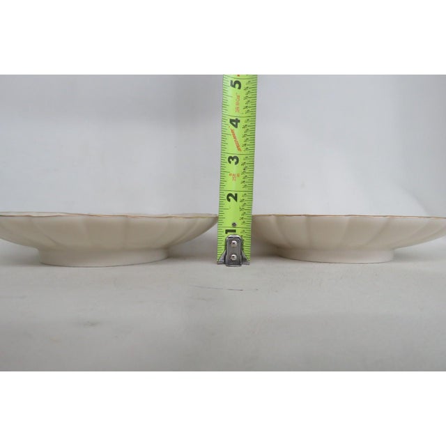 Late 20th Century Lenox Aegean Shell Shaped Ivory Porcelain Dishes 2 Pair With 24k Gold Trim For Sale - Image 9 of 11