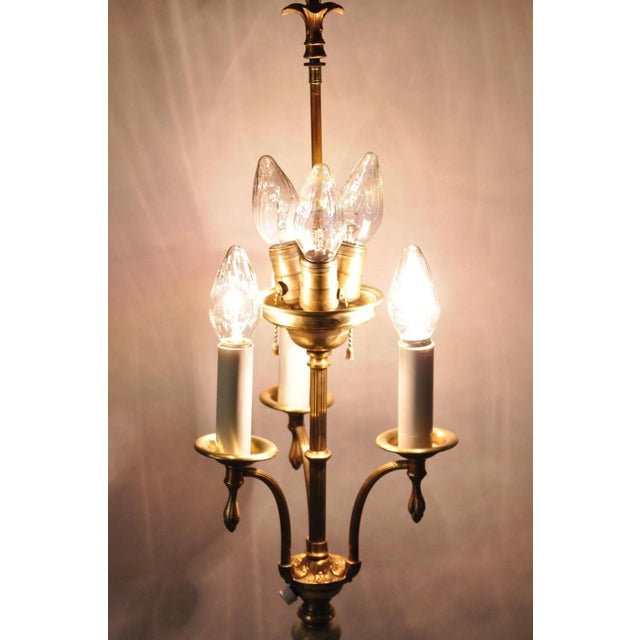 Antique Art Deco Brass & Green Onyx Paw Foot Victorian Pole Floor Lamp For Sale - Image 13 of 15