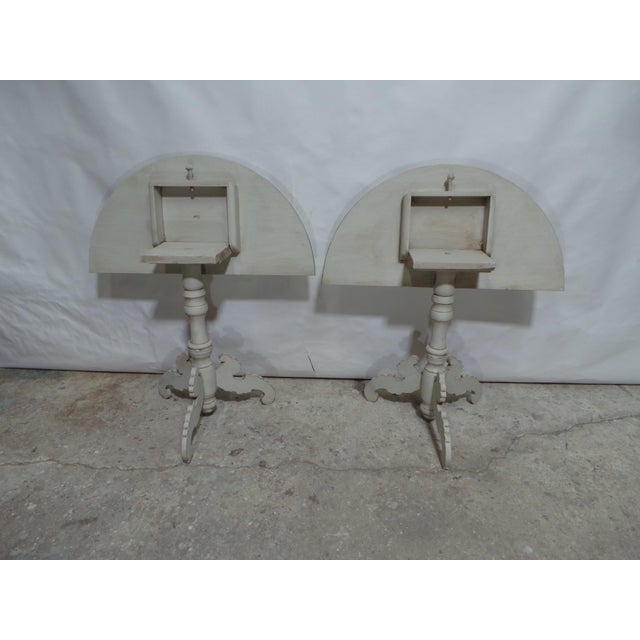 Late 19th Century Swedish Pedestal Half Moon Tables Rare For Sale - Image 5 of 11