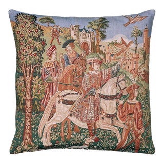 Departure for the Hunt Tapestry Cushion With Feather Filler - 46x46cm (18"x18") For Sale