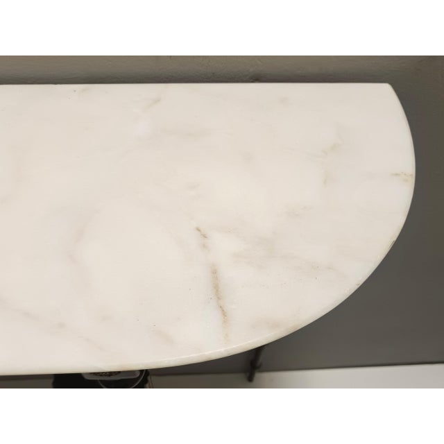 Portuguese Demi Lune Console Table in Ebonized Beech with Pink Marble Top, Italy, 1960s For Sale - Image 10 of 15