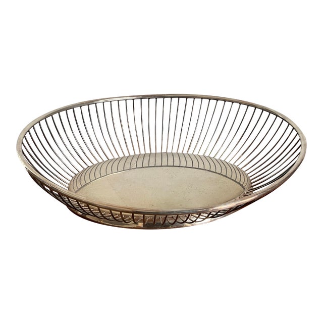Vintage Mid Century Modern Silverplated Oval Wire Bread Basket by Gorham Yc743 For Sale