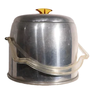 Vintage Mid Century Aluminum and Lucite Ice Bucket