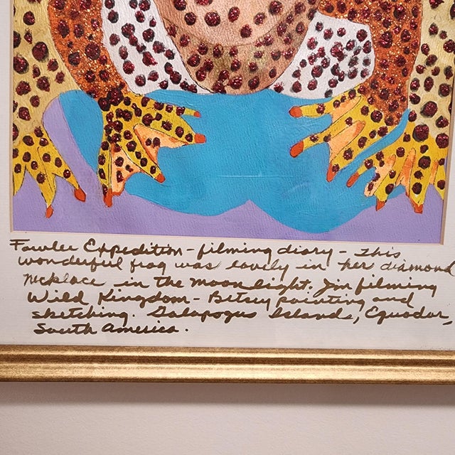 Illustration Whimsical Glitter Frog Painting - Betsey Fowler Original "Diamonds" - Signed For Sale - Image 3 of 12