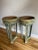 Pair of Antique Painted Iron Athenian Planters raised on three legs supporting half moon basin