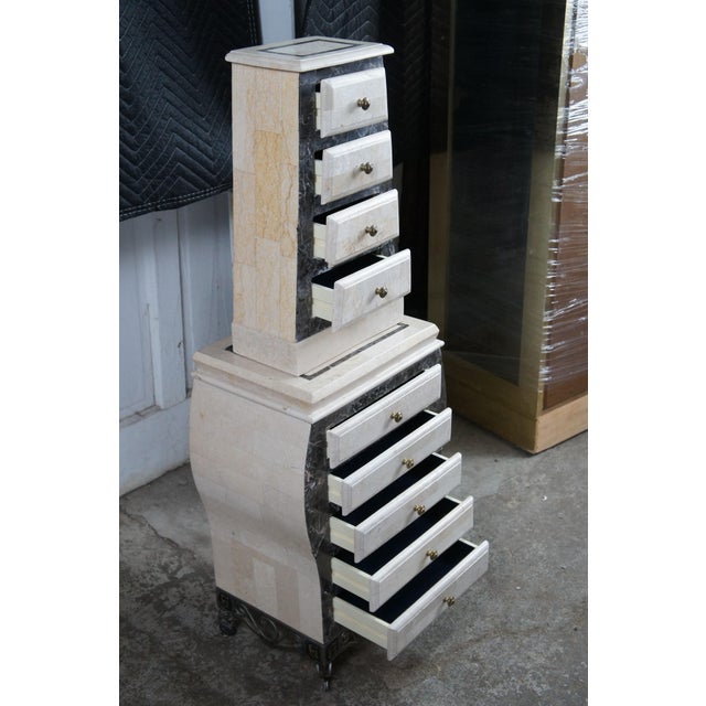 Maitland - Smith Vintage Tessellated Stone & Iron Jewelry Cabinet Commode Lingerie Semanier For Sale - Image 4 of 12