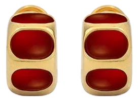 Carnelian Huggies - 14kt Solid Gold, Set of 2