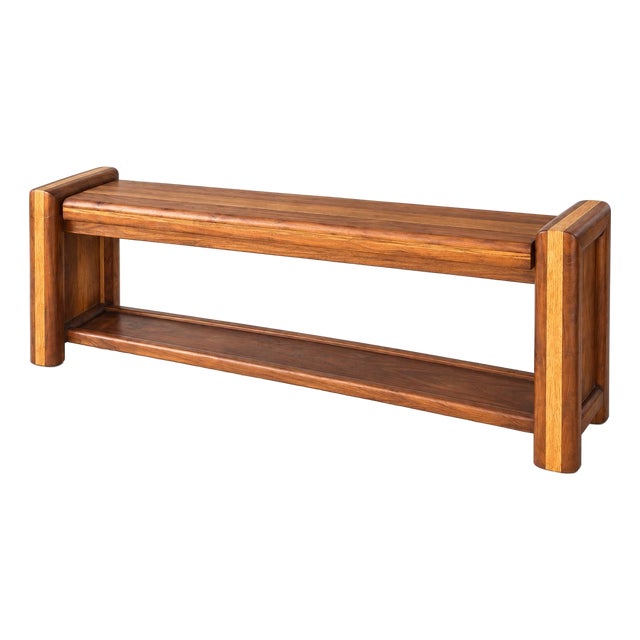 Vintage Mid-Century Solid Wood Two-Tone Bench or Low Console, 60” For Sale