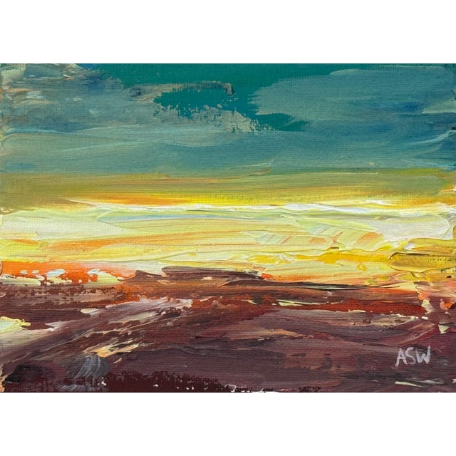 Contemporary Afterglow - Miniature Abstract Landscape Art Study by Contemporary Artist 2025 For Sale - Image 3 of 11