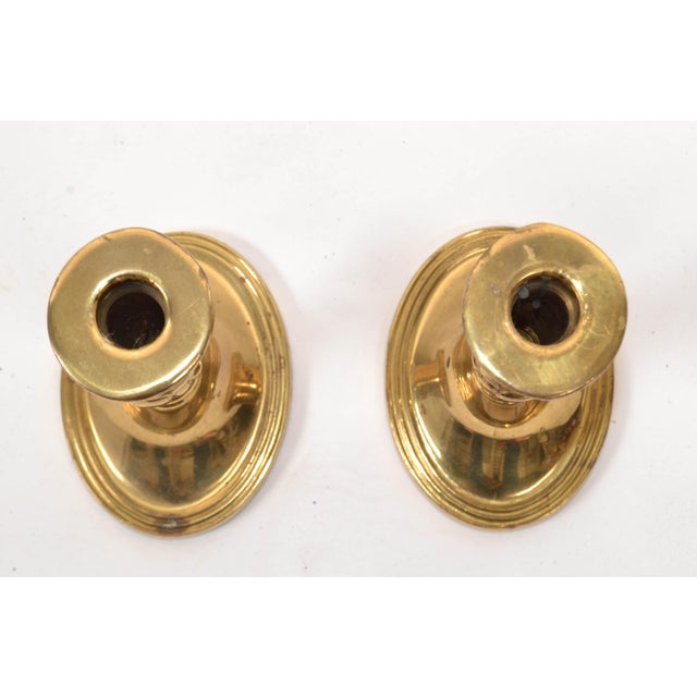 1950s English Traditional Brass Candle Holders, Pair For Sale - Image 9 of 12