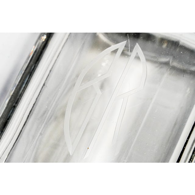 1920s Heavy Crystal Glass Antique Jewelry Box Art Deco Monogrammed Br Trinket Box Luxury Home Decor For Sale - Image 5 of 13