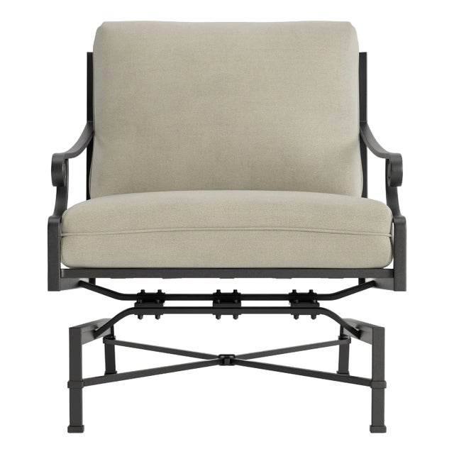 Brown Jordan Venetian Motion Lounge Chair, Textured Pewter frame with Fusion Meadow fabric For Sale