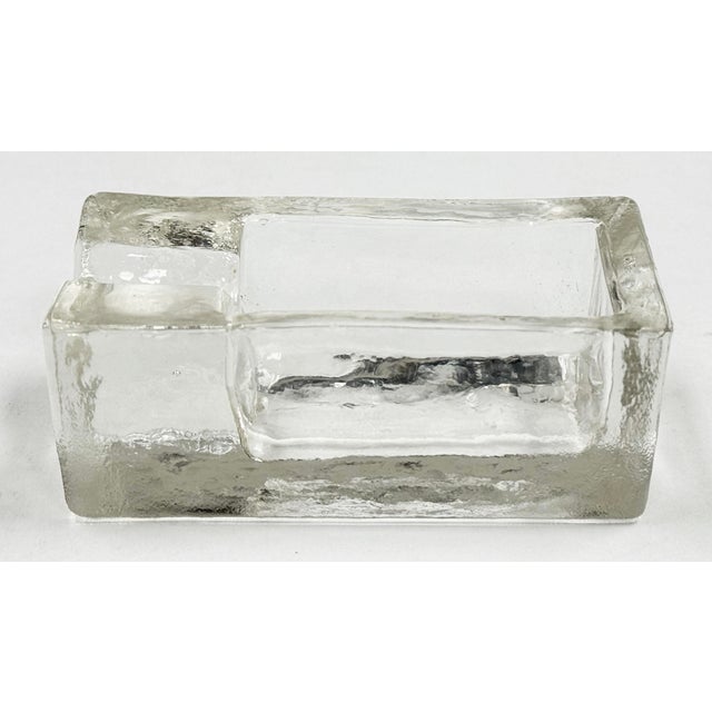 Glass Vintage Italian Glass Block Ashtray or Trinket Dish For Sale - Image 7 of 13