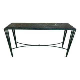 1980s Green Marble Wrought Iron Console For Sale