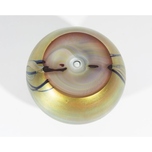 1970s 1975 Iridescent Art Glass Paperweight by Orient & Flume For Sale - Image 5 of 7