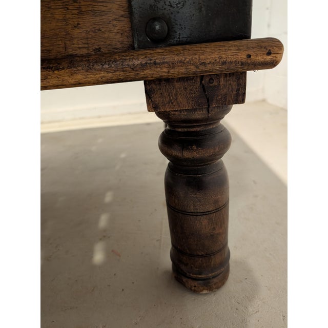 Late 20th Century Repurposed Indian Courtyard Door Coffee Table With Hand-Forged Iron Hardware & Glass Top For Sale - Image 4 of 6