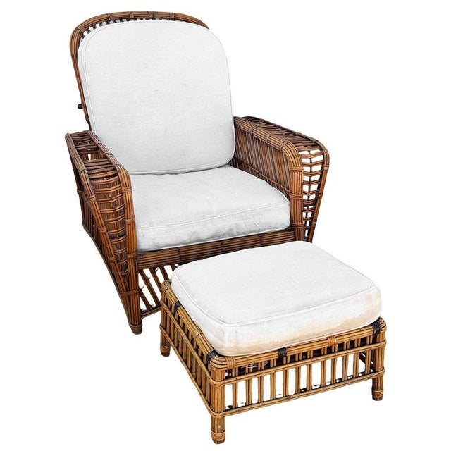 1980s Stick Reed Rattan Sofa & Chair Living Room Set W/ Overstuffed Cushions For Sale - Image 12 of 12