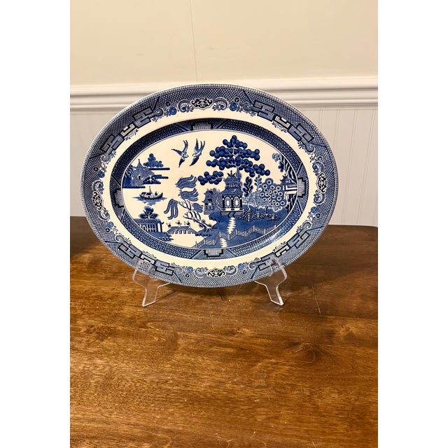 Blue Willow Serving Platter by Johnson Bros. For Sale - Image 4 of 13