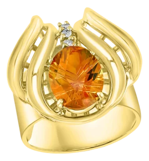 4 Carat Oval Citrine and Diamond Ring in 14 Karat Yellow Gold, Estate