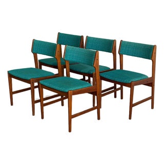 Teak Dining Chairs in Style of Erik Buch Upholstered Seating Set of 5 Denmark 1960s For Sale