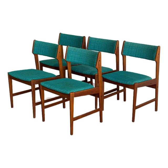 Teak Dining Chairs in Style of Erik Buch Upholstered Seating Set of 5 Denmark 1960s For Sale