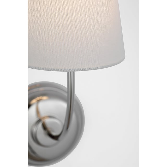 Thomas O'Brien for Visual Comfort Signature Vendome 16" Cordless Single Sconce in Polished Nickel with Linen Shade For Sale In Houston - Image 6 of 8