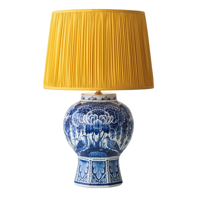 Large Hand-Painted 300th Anniversary Ceramic Table Lamp from Royal Delft, 1953 For Sale
