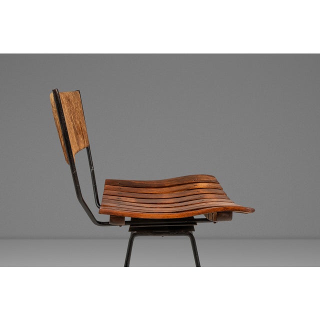 Set of Three ( 3 ) MCM Wrought Iron Bar Stools in Maple & Raffia Rope for Attributed to Arthur Umanoff for Raymor, Usa, C. 1960s For Sale In Orlando - Image 6 of 18