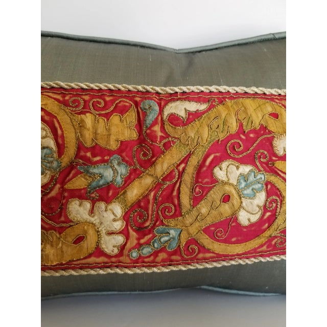 Gray 18th Century Textile Fragment Pillow For Sale - Image 8 of 12