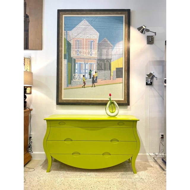 Elegant Chartreuse Bombay Style Commode/ Chest of Drawers For Sale - Image 9 of 18