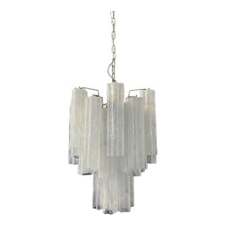 Murano Style Glass Tube Chandelier – 30 Albaster White Glasses For Sale