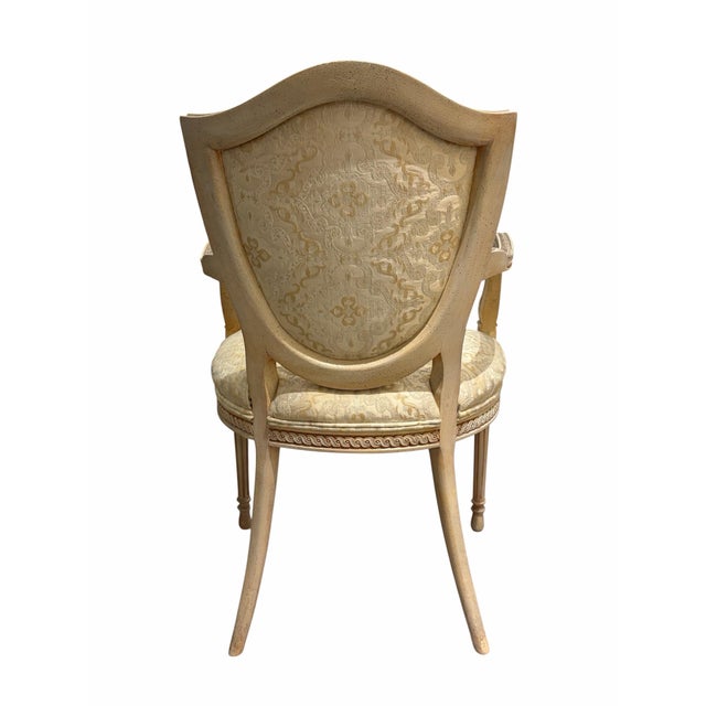 Pair Vintage French-Style Shield-Back Upholstered Accent Chairs For Sale - Image 4 of 7