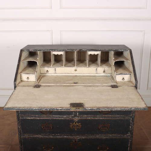 Black English Painted Secretaire, 18th Century For Sale - Image 8 of 11